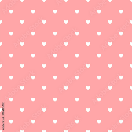 White hearts on pink background seamless pattern