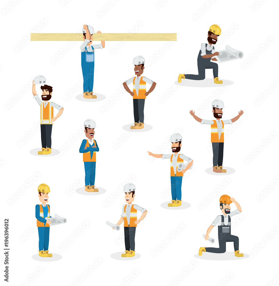 Icon set of construction builders over white background, colorful design vector illustration Icon set of construction builders over white background, colorful design vector illustration