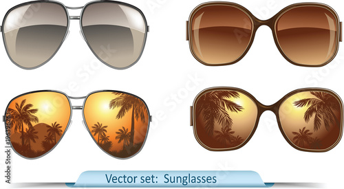 set of vector sunglasses