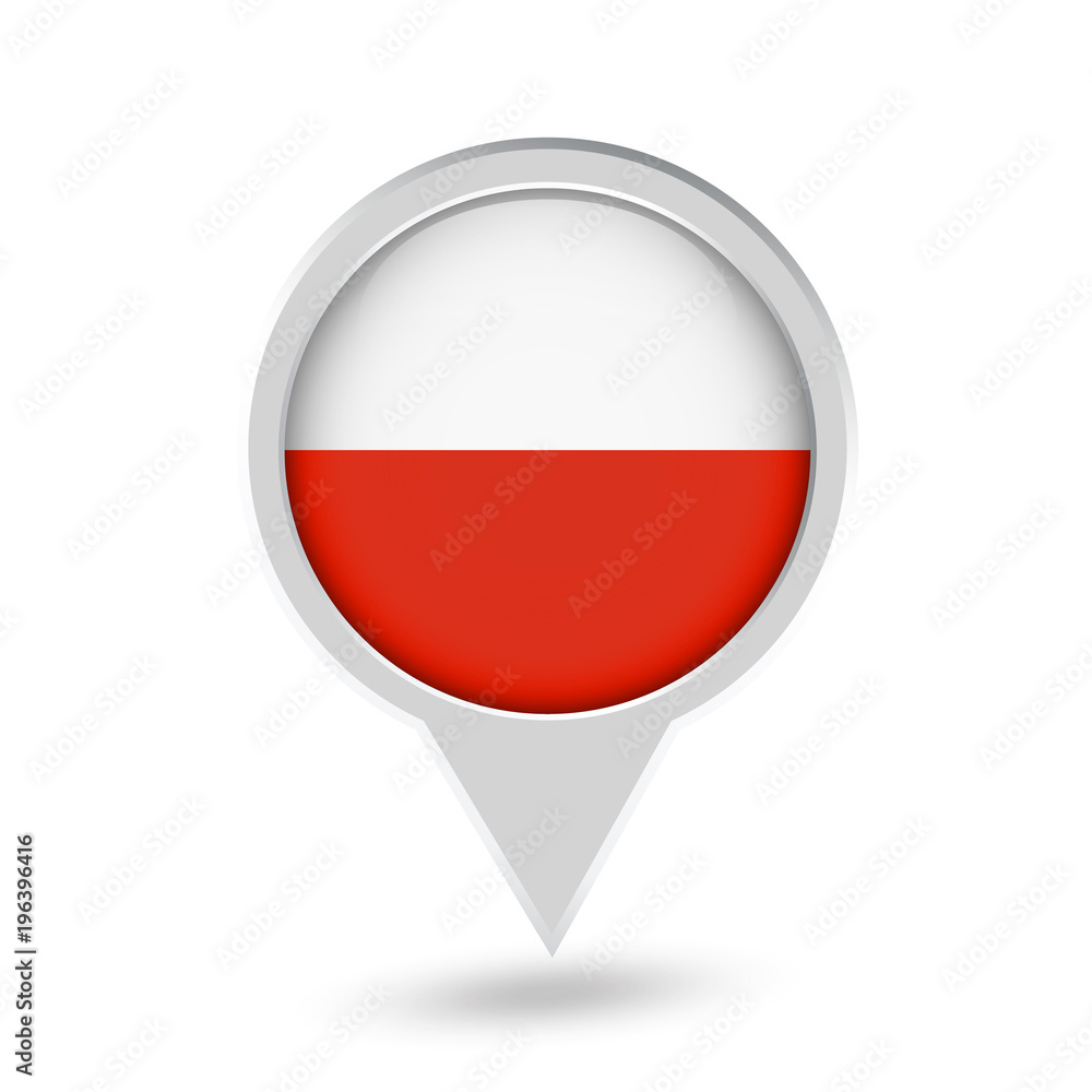 Poland Flag Round Pin Icon Poland Flag Round Pin Icon