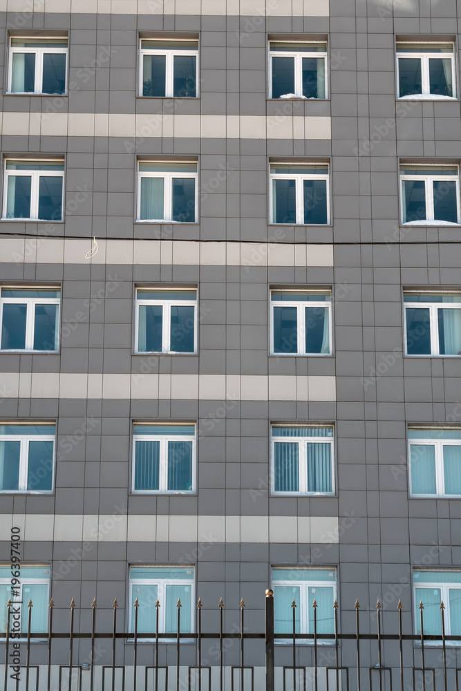 Windows on the facade of a multi-storey building