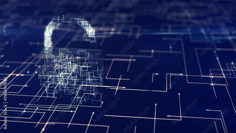 Concept of Cyber Security. 4K UHD animation.