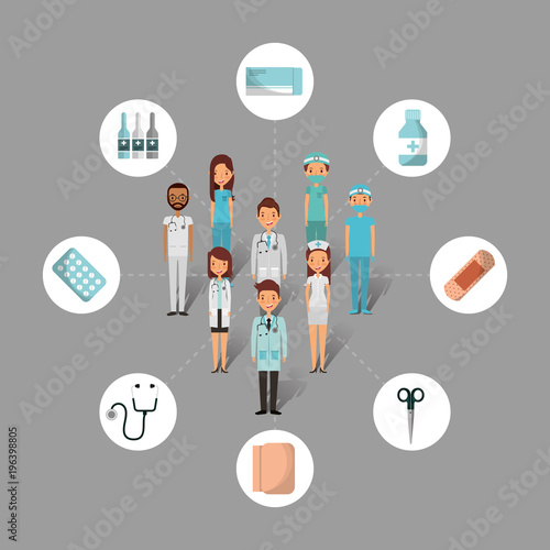 medical staff profession doctors nurse vector illustration