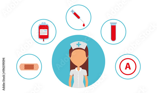 female nurse medical person character medicine icons vector illustration