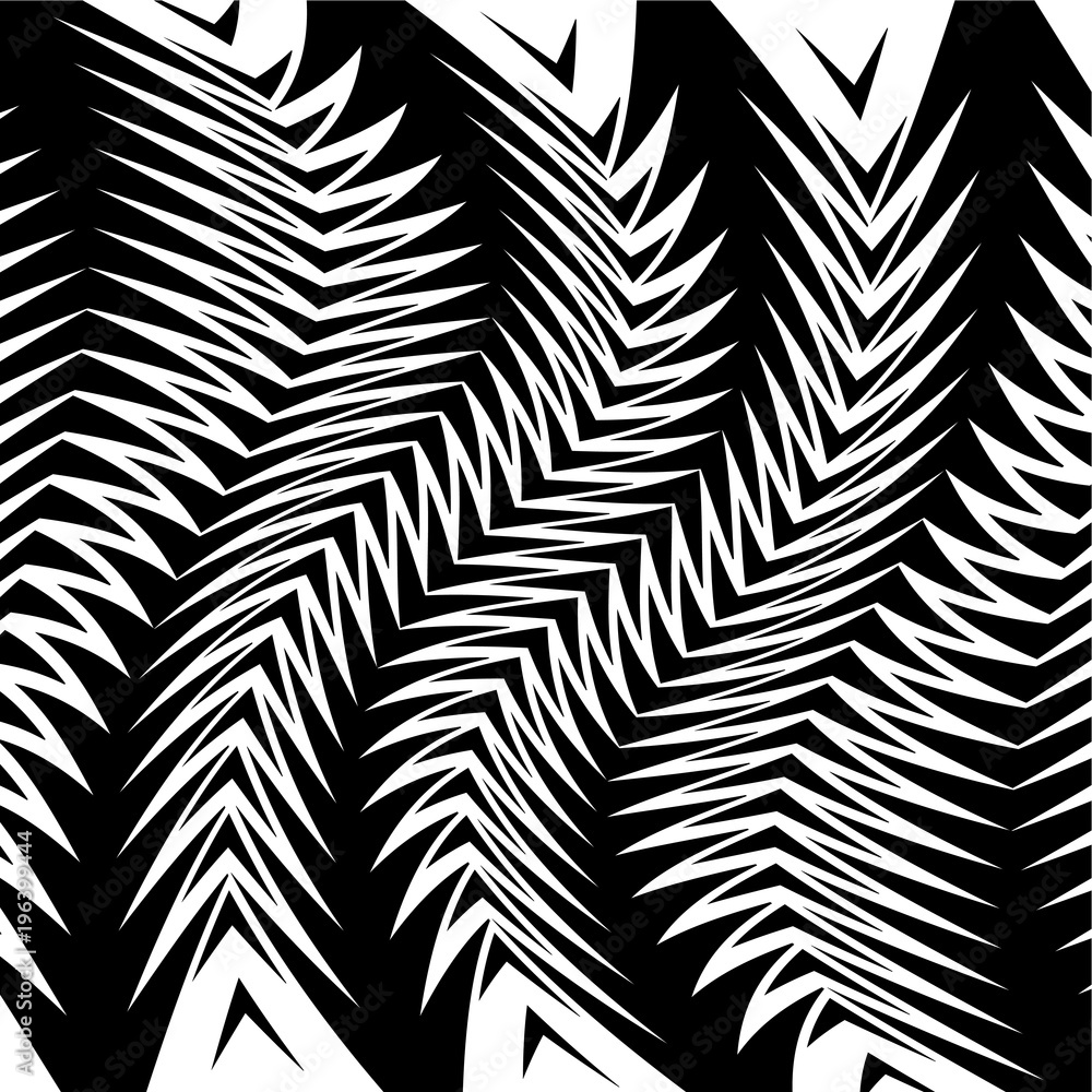 Black and white abstract striped background. Optical illusion. Visual distortion.Geometric.