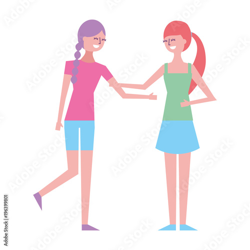 people character friends women together vector illustration
