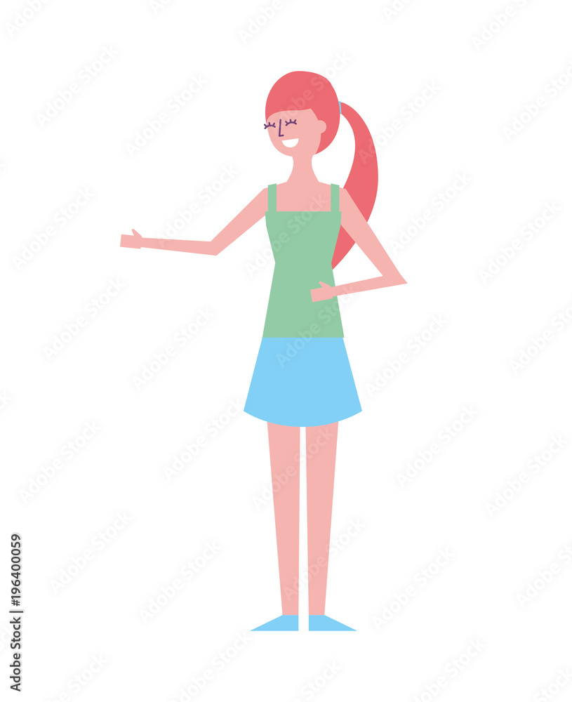 young woman people character gesturing with arms vector illustration young woman people character gesturing with arms vector illustration