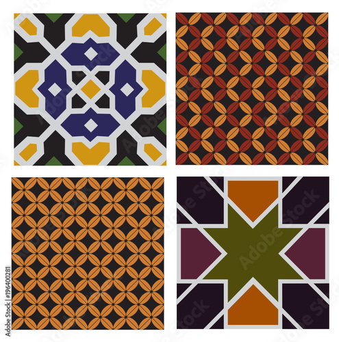 set with vintage arabian patterns