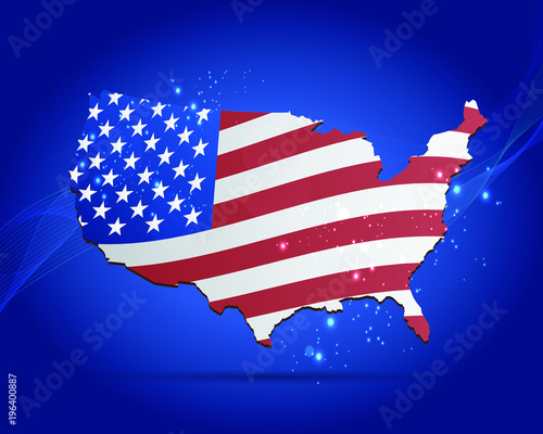 USA flag map patriotic modern style