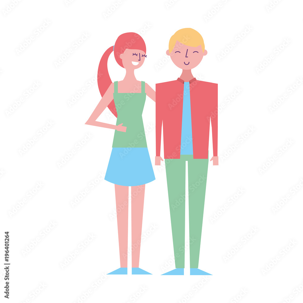 couple of young people characters vector illustration
