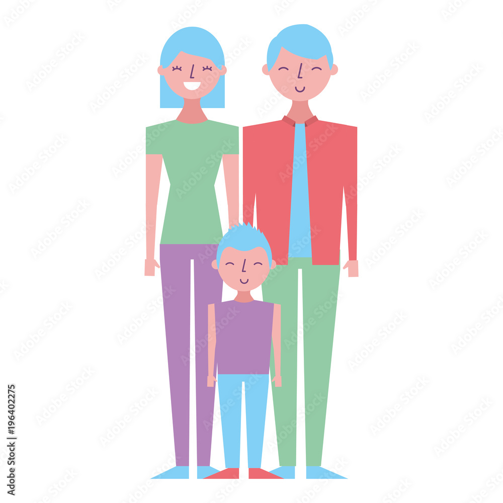 happy family standing together father mother and son vector illustration