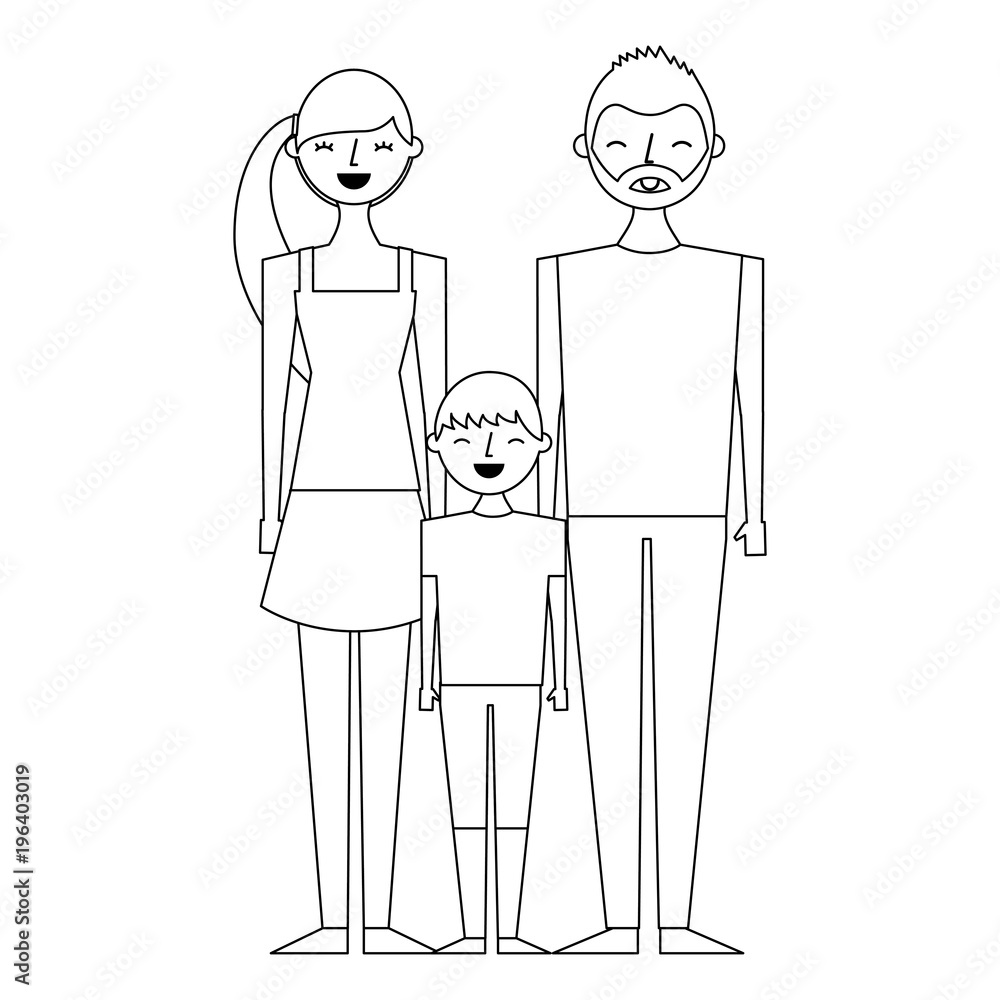 happy family standing together father mother and son vector ...