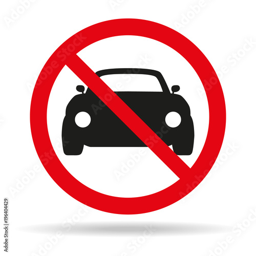 No cars sign on white background.