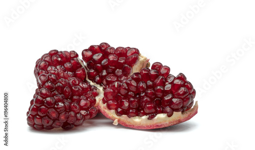 Red fresh grenades isolated on white background.