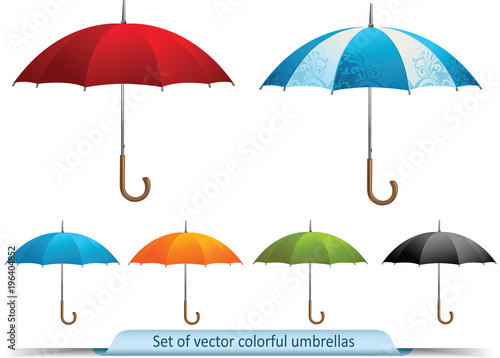 Set of vector colorful umbrellas
