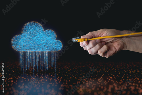 Φωτογραφία Cloud computing data rain RJ45 cable