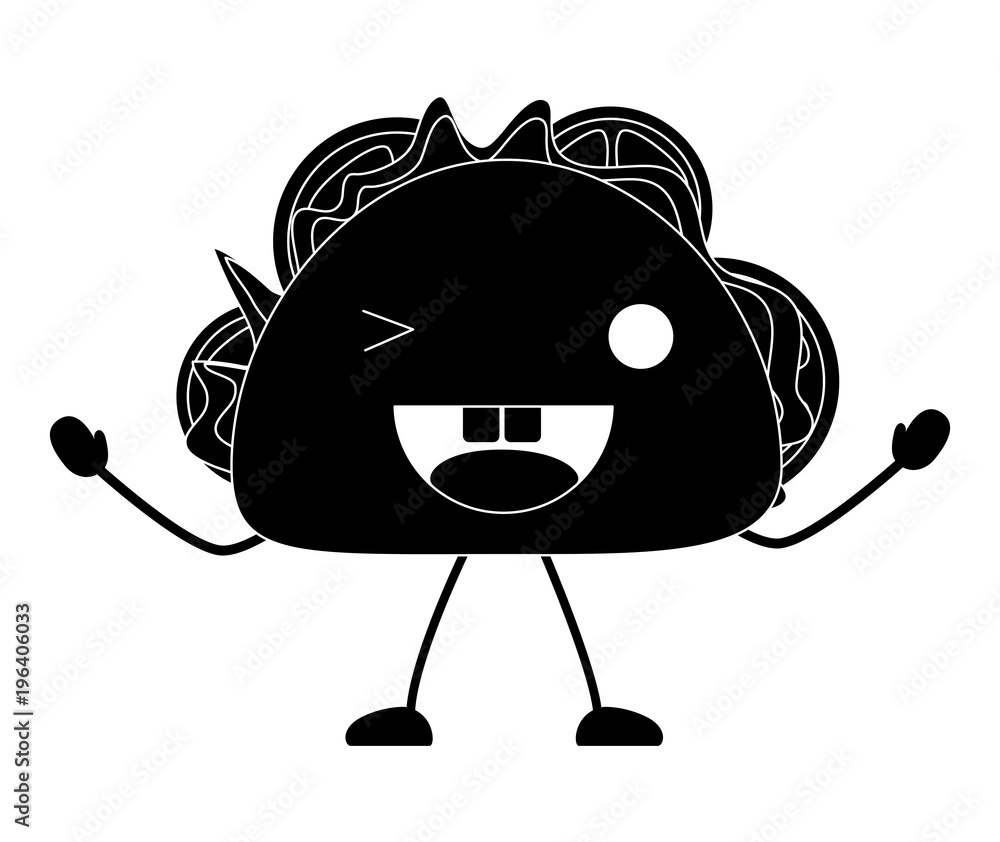Obraz premium kawaii taco winking an eye over white background, vector illustration
