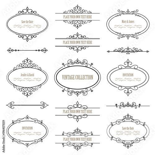 Vintage frames, labels and dividers set.