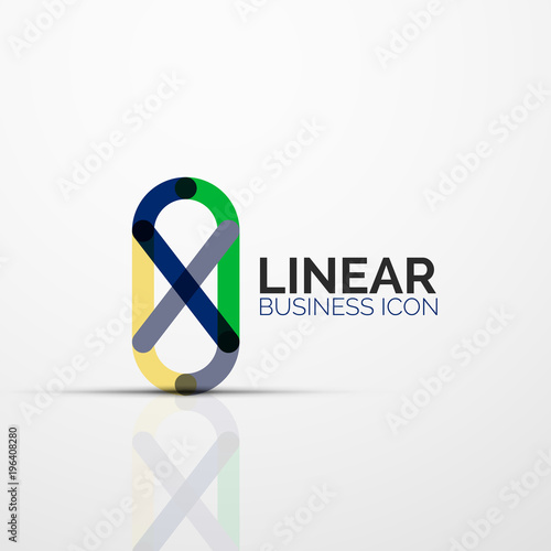 Abstract flower or star minimalistic linear icon, thin line geometric flat symbol for business icon design, abstract button or emblem
