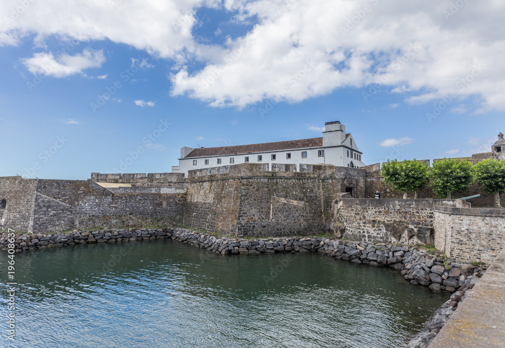 Ancient monument ( Forte de Sao Braz ) in Ponta Delgada, Azores Portugal