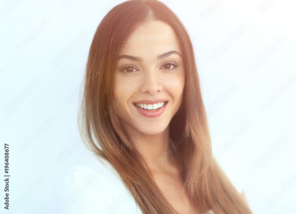 Portrait of a beautiful brunette on white background Portrait of a beautiful brunette on white background