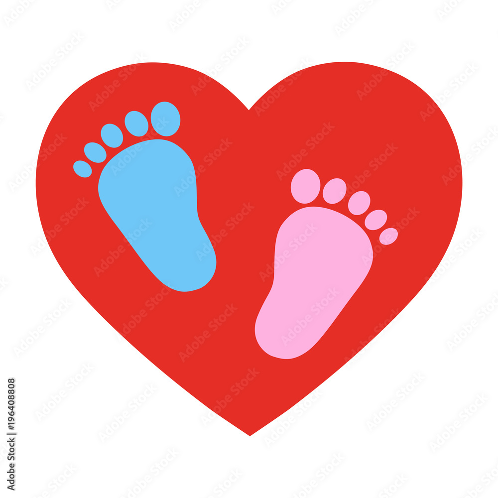 the boy's track is blue and the girls are pink in the heart on a white background the boy's track is blue and the girls are pink in the heart on a white background