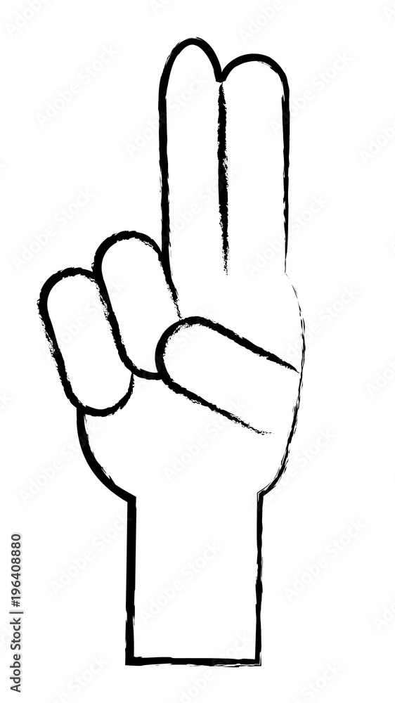 hand with two fingers up over white background, vector illustration hand with two fingers up over white background, vector illustration