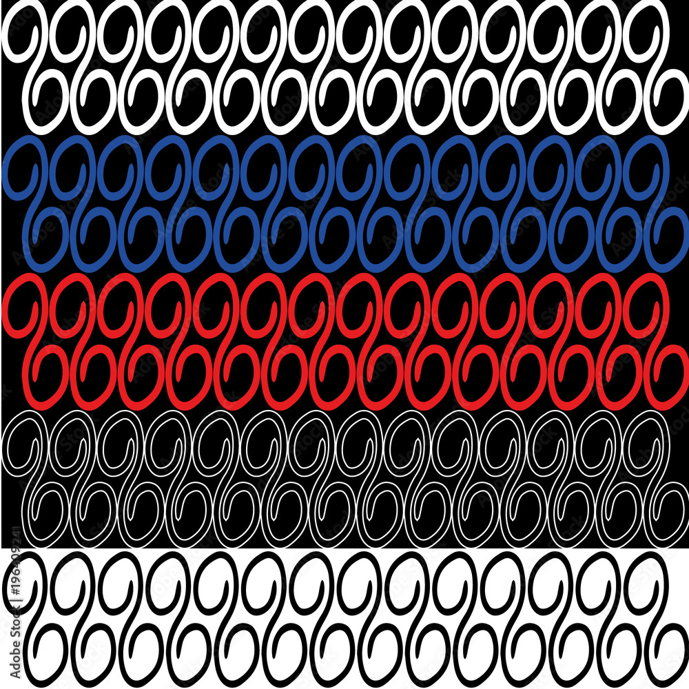 Set of lines and loops for framing frames. Black and white loops with blue and red elements for marine themes.
