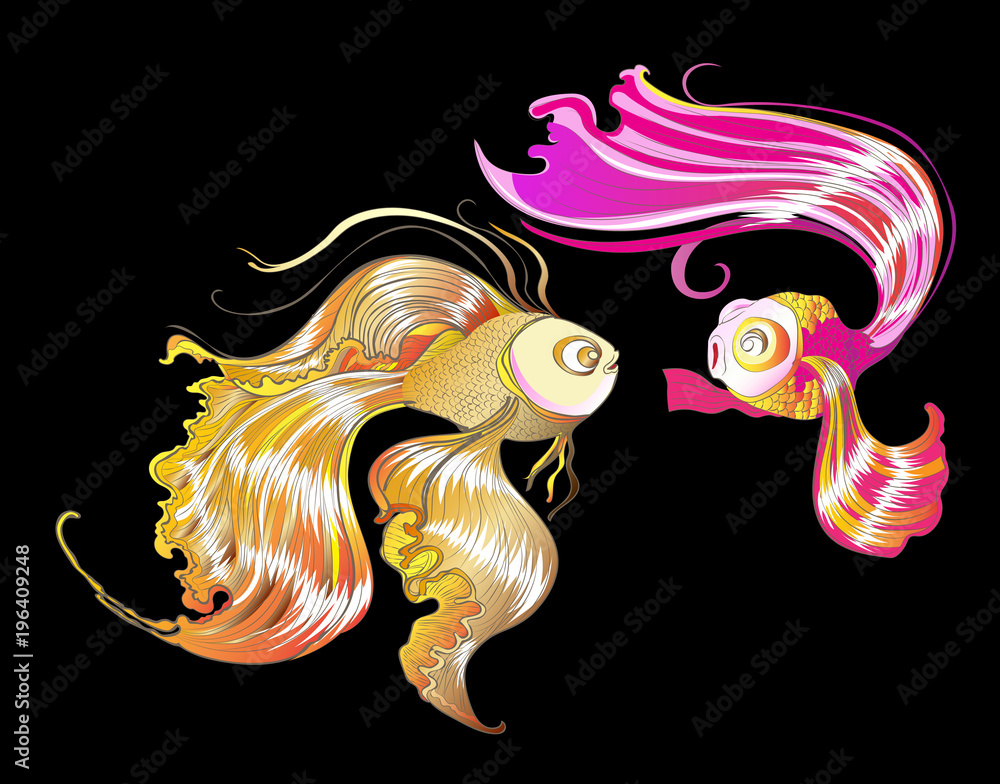 Gold fish kissing the lover design