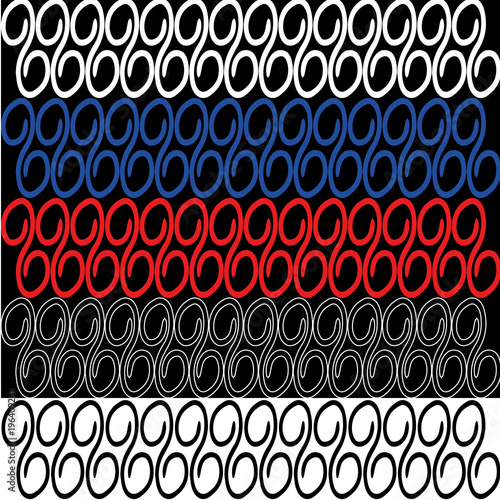Set of lines and loops for framing frames. Black and white loops with blue and red elements for marine themes.
