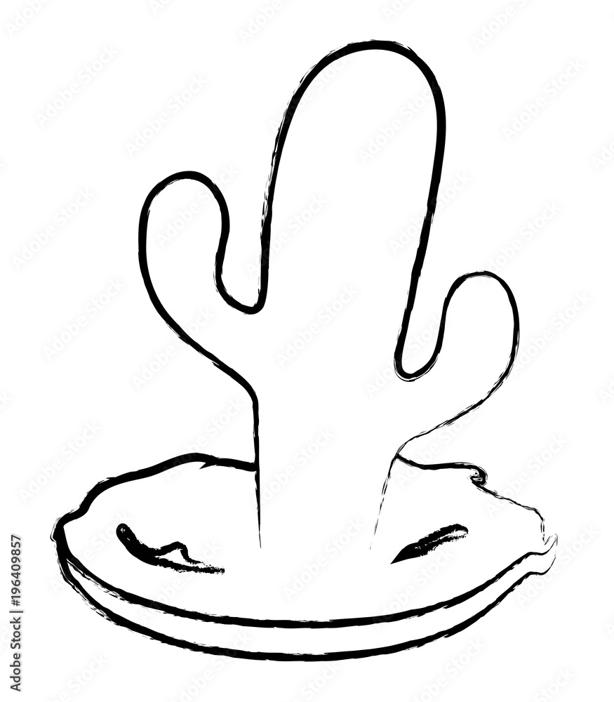 sketch of cactus plant icon over white background, vector illustration sketch of cactus plant icon over white background, vector illustration