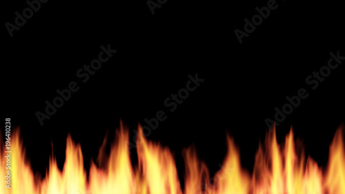 Fire frame at the bottom isolated on a black background 3d illustration render