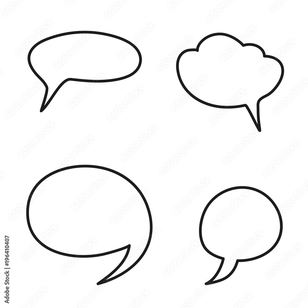 Hand drawn Blank white speech bubbles. Vector illustration Hand drawn Blank white speech bubbles. Vector illustration