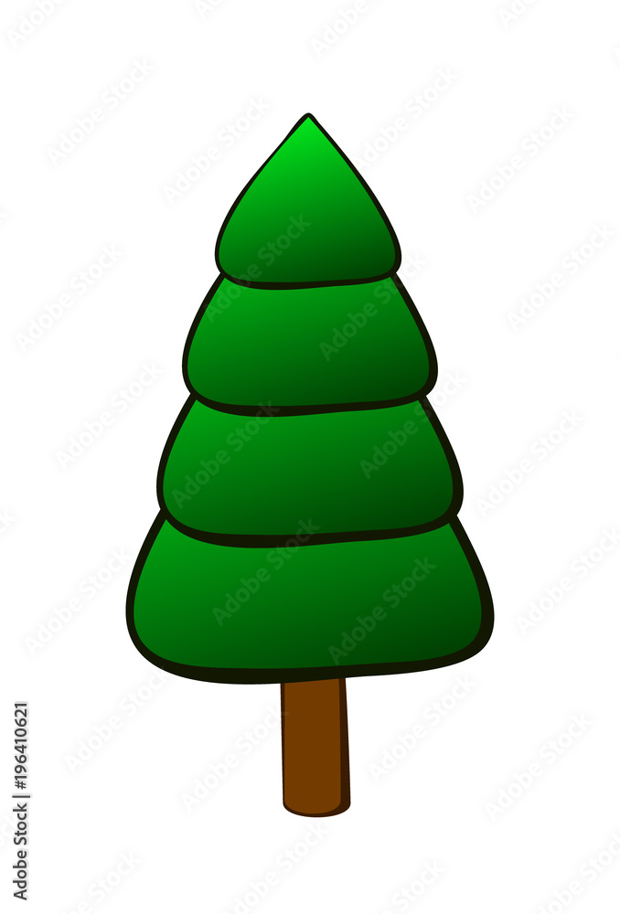 Vector illustration of green fir christmas tree isolated on white background Vector illustration of green fir christmas tree isolated on white background