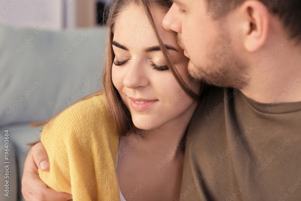 Portrait of young lovely couple at home Portrait of young lovely couple at home