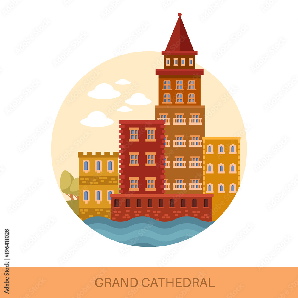 Grand medieval cathedral or old european church