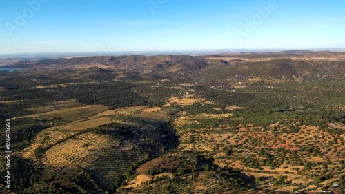 Drone en campos de Salvatierra de los Barros, municipio español, perteneciente a la provincia de Badajoz en Extremadura (España) photo