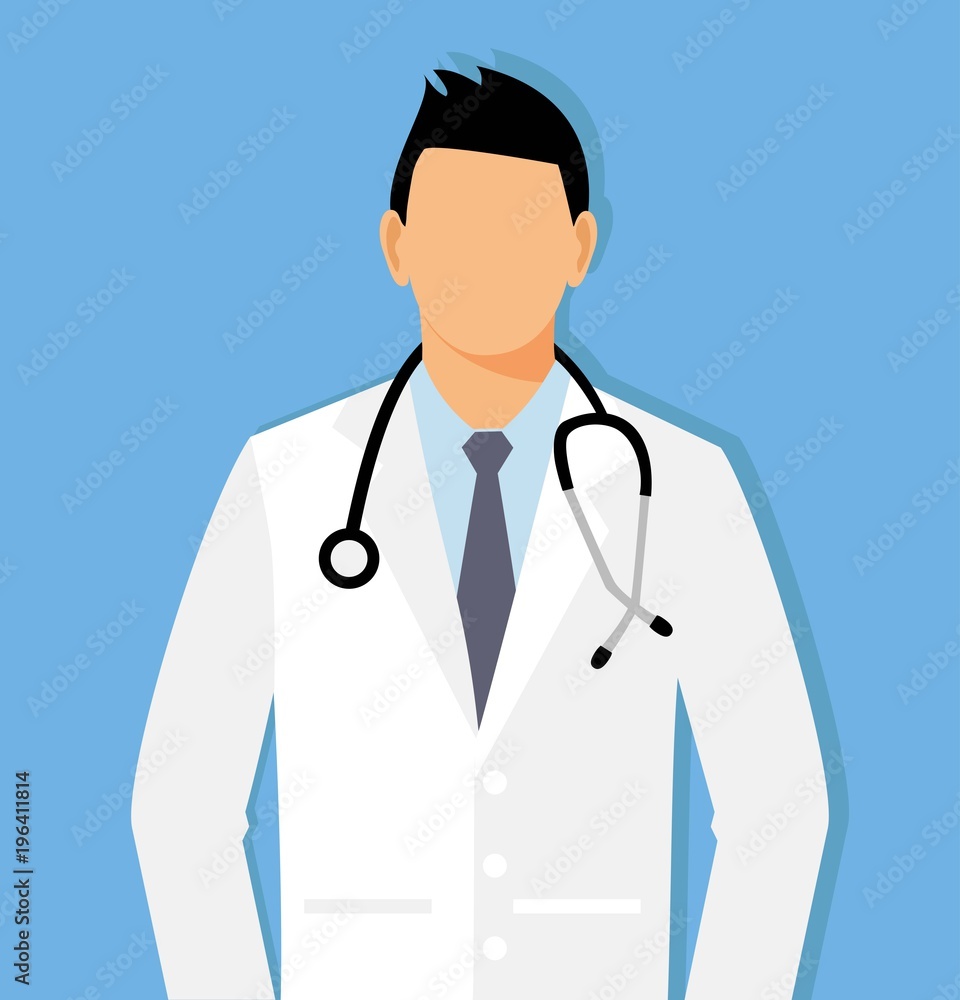 doctor in a dressing gown with a stethoscope. doctor without a face. vector illustration