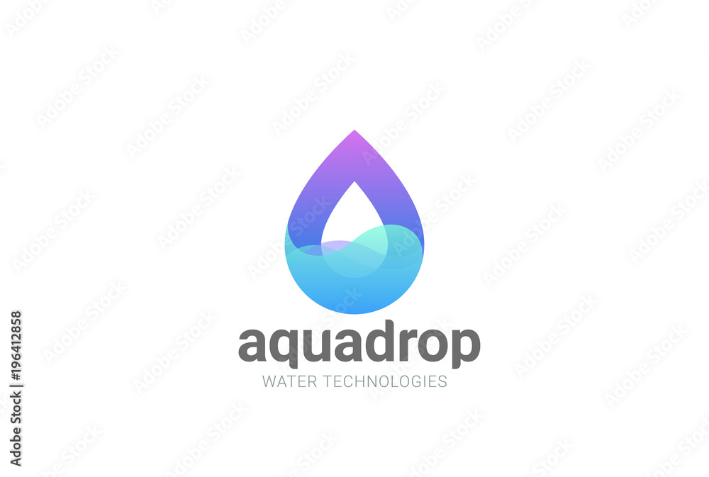 Water droplet Logo vector. Aqua Cosmetics SPA. Drop wave icon Water droplet Logo vector. Aqua Cosmetics SPA. Drop wave icon