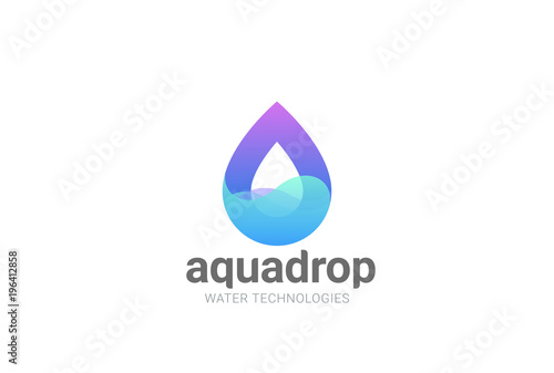 Water droplet Logo vector. Aqua Cosmetics SPA. Drop wave icon