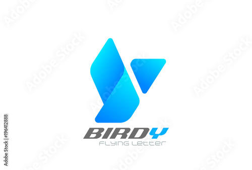 Flying Bird Letter Y Logo design vector. Ribbon Corporate icon