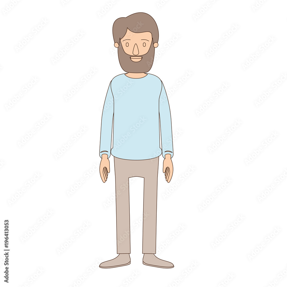 light color caricature full body man with beard and moustache with clothing vector illustration light color caricature full body man with beard and moustache with clothing vector illustration
