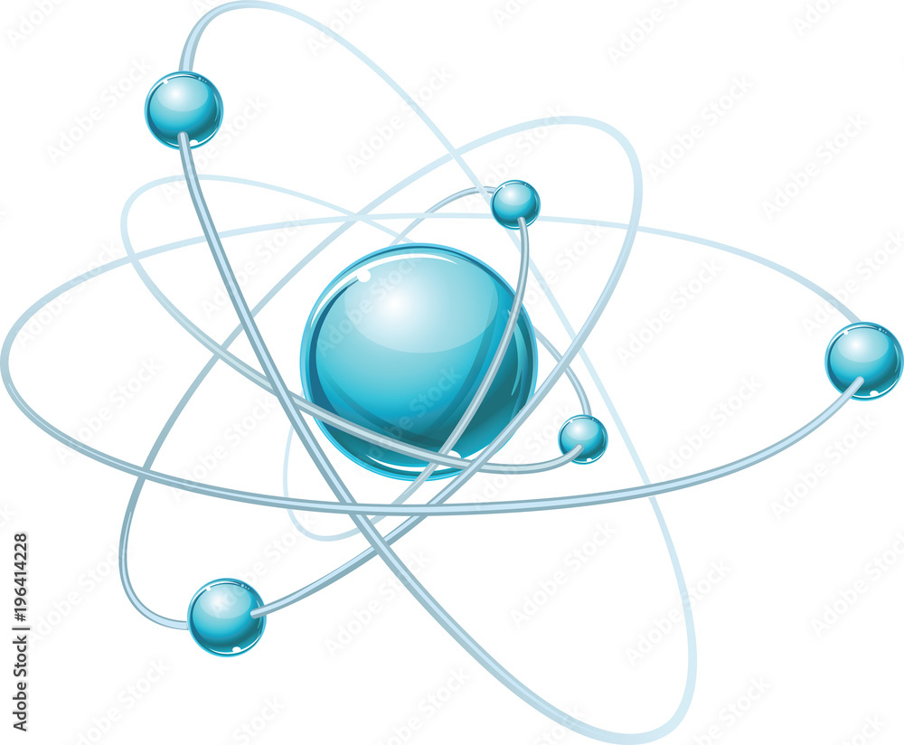 Vector model of atom - obrazy, fototapety, plakaty 