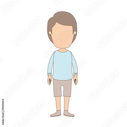 light color caricature faceless guy with hairstyle looking to front vector illustration