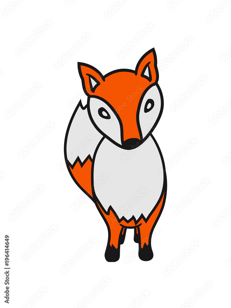 Fototapeta premium stehend neugierig fuchs schön design cool comic cartoon clipart logo tier wald