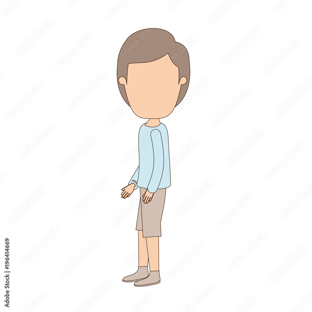 light color caricature faceless full body guy with hairstyle looking to side vector illustration light color caricature faceless full body guy with hairstyle looking to side vector illustration