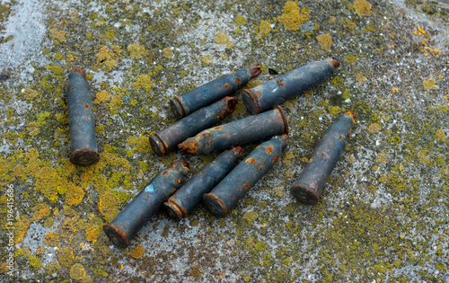 a lot of old rusty shot cartridges found on the landfill