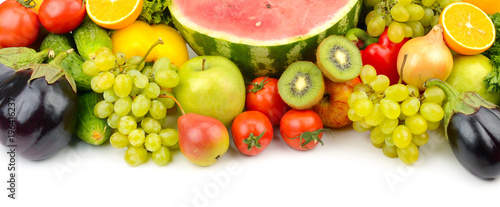 Collection of fruits and vegetables isolated on white for your project.
