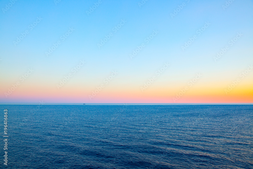 Sea horizon and clear at sundown