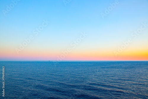Sea horizon and clear at sundown